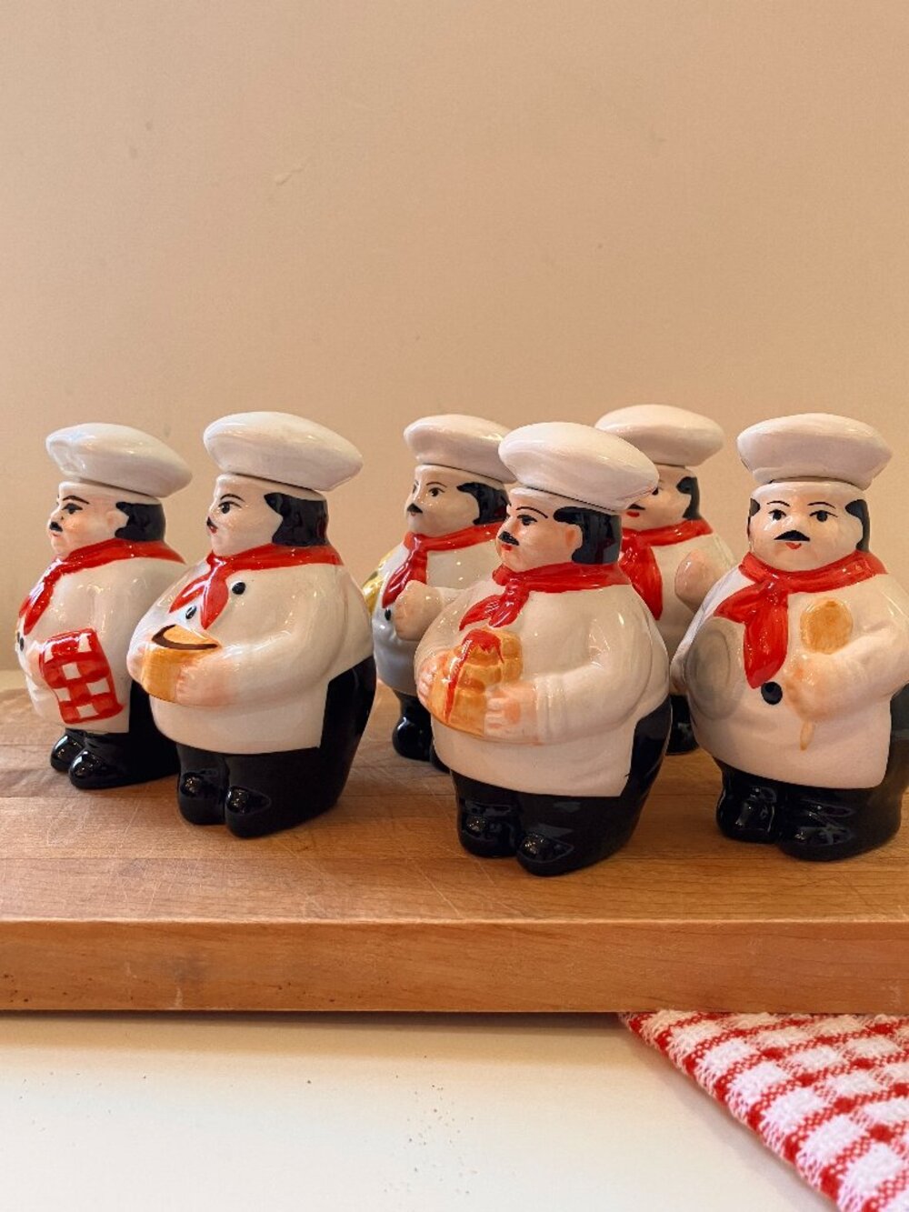 Vintage 'Fat Chef' Spice Jars with Rack